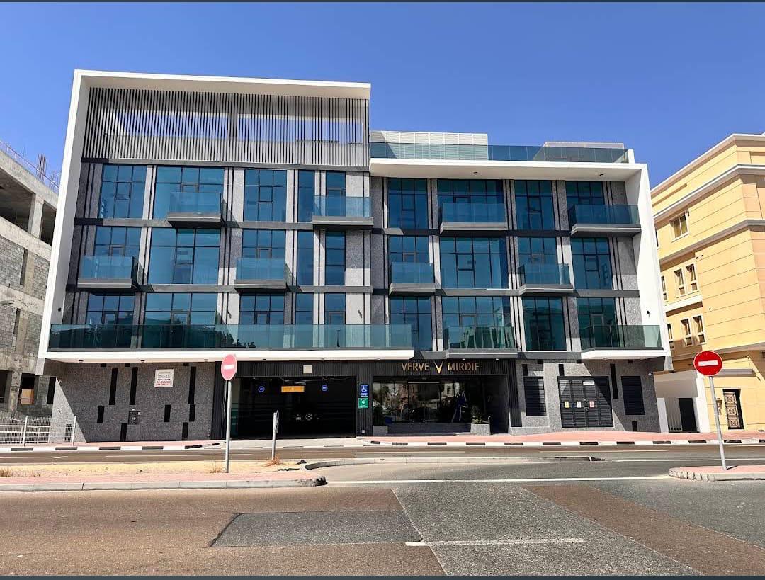 Verve Mirdif building exterior in Dubai — project photograph supplied by Telcovate